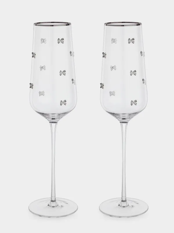 Бокал для шампанского, 300 мл, 2 шт, кристальное стекло, с серебристым кантом, Ferentino decor, image-0