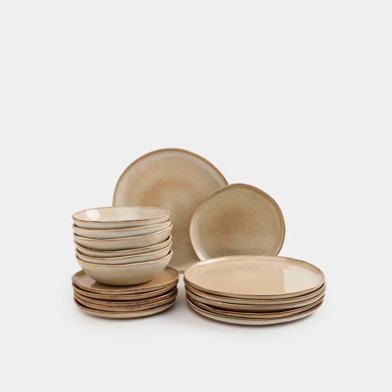 Ас сервизі, 6 адам, 18 зат керамика, сарғылт-қоңыр, Burgos