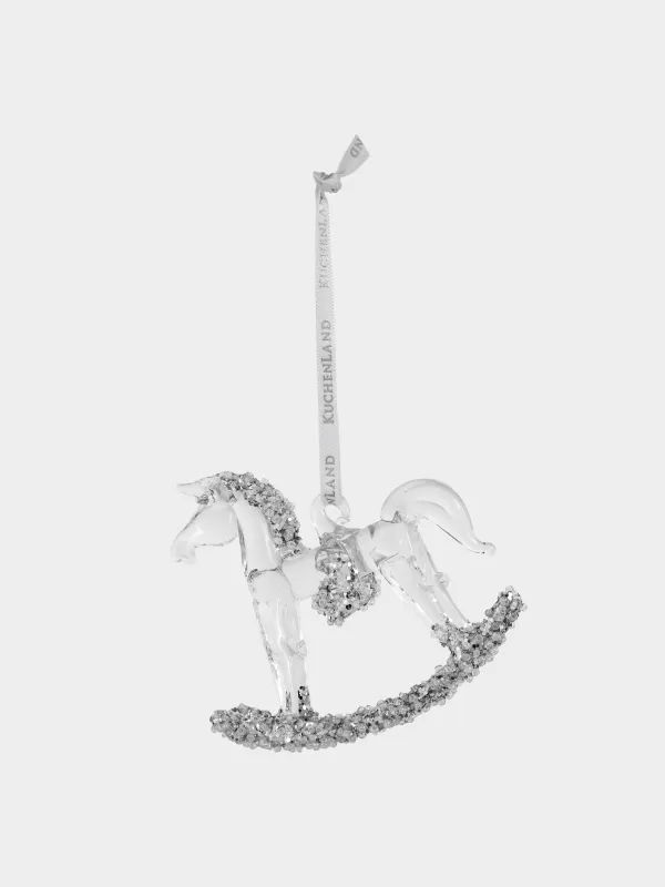 Шырша ойыншығы, 8х8 см, шыны, жылтырақтары бар, күміс, Тербелетін ат, Figure sparkle, image-1