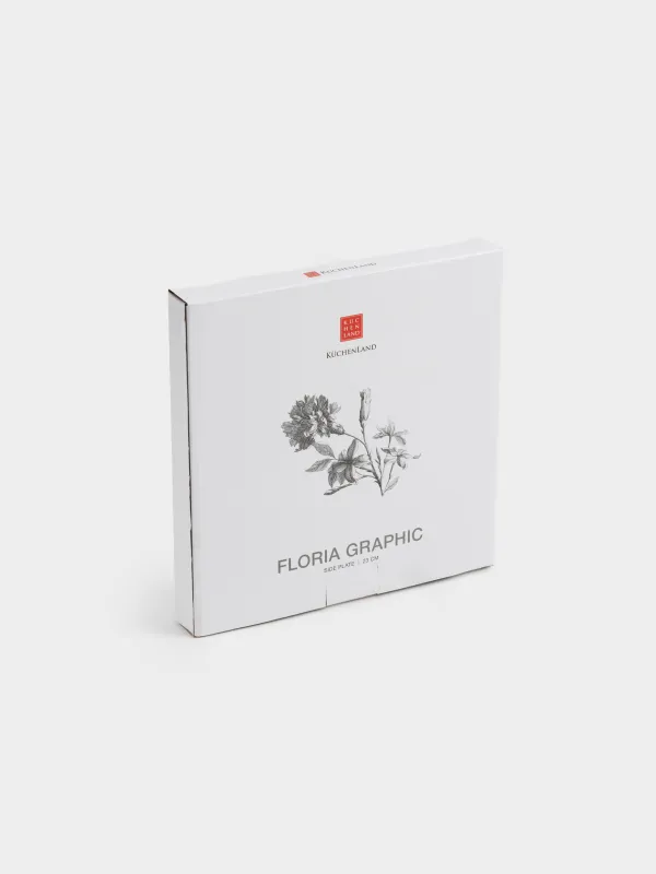 Тіскебасар тәрелкесі, 23 см, керамика, ақ, Графикалық гүлдер, Floria graphic, image-6