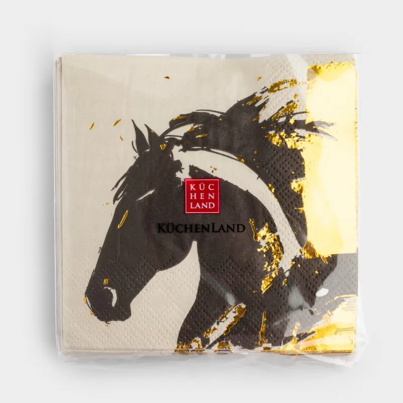 Қағаз майлықтар, 21х21 см, 20 дана, төртбұрышты сарғылт-қоңыр, Жылқы эскизі, Horse, image-3