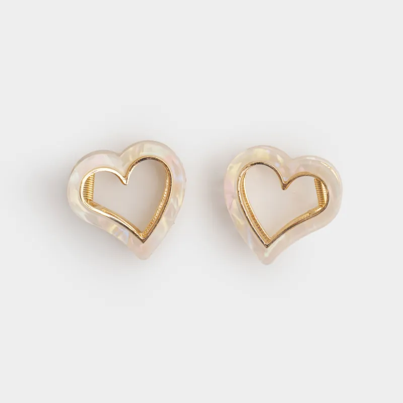 Шашқа арналған қыстырғыш, 5 см, 2 дана, акрил/металл, алтын, Жүрек, Glam