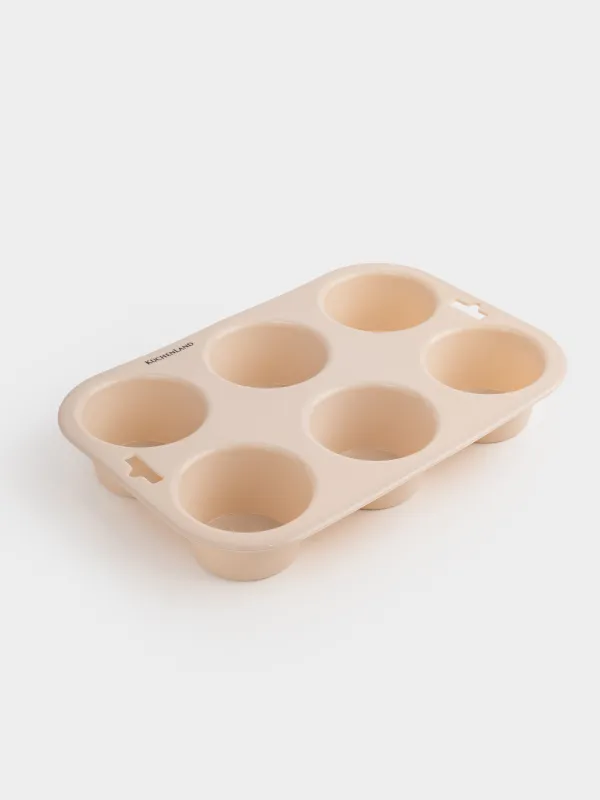 Форма для выпечки кексов, 24x16 см, 6 отд, силикон, бежевая, Bakery, image-3