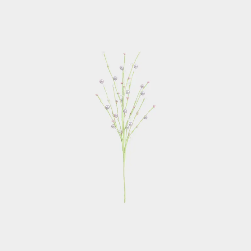 Ветка декоративная, 45 см, бумага, Сиреневые бусины с кристаллами, Balls decor