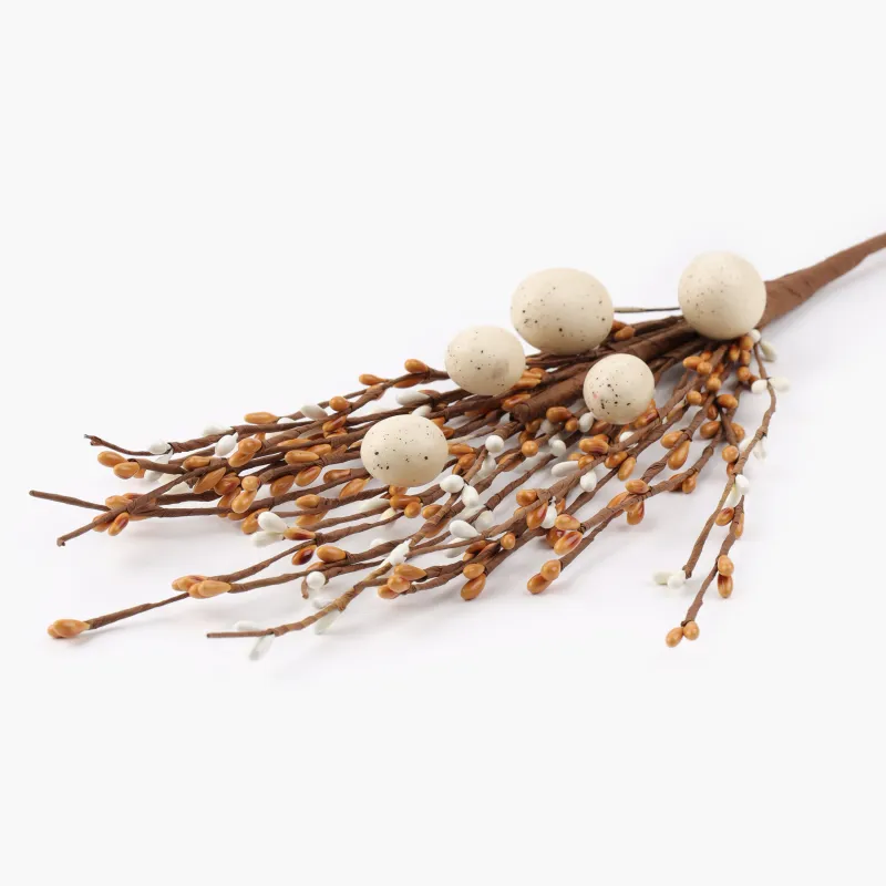 Сәндік бұтақ, 45 см, пластик / қағаз, АҚ және сары жидектер, Easter gold decor, image-1