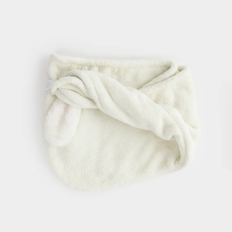 Полотенце-тюрбан для волос, детское, 53х24 см, флис, бежевое, Ушки, Teddy