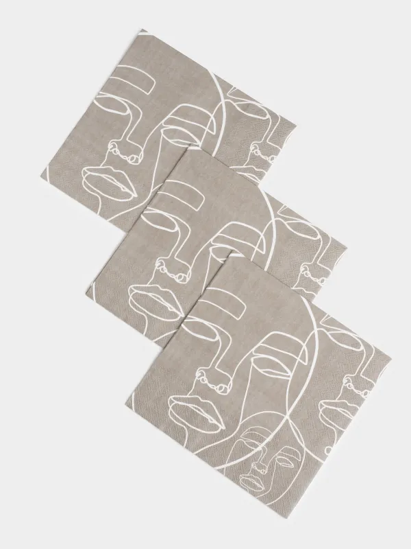 Салфетки бумажные, 33х33 см, 20 шт, Лица, Face, image-2