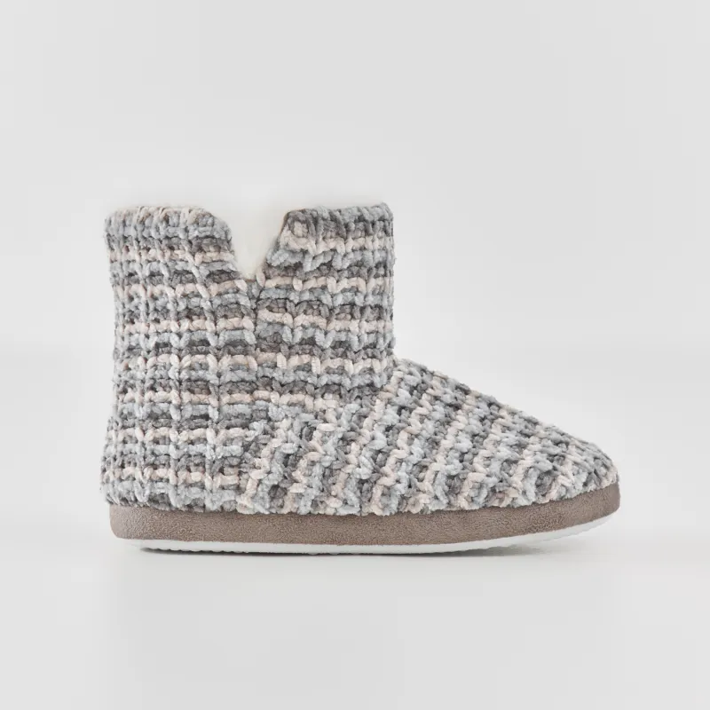 Әйелдер тәпішкелері, үйге арналған, өлшемі 36-37, ұзын, шенилл/жасанды үлбір, сұр, Knitted soft