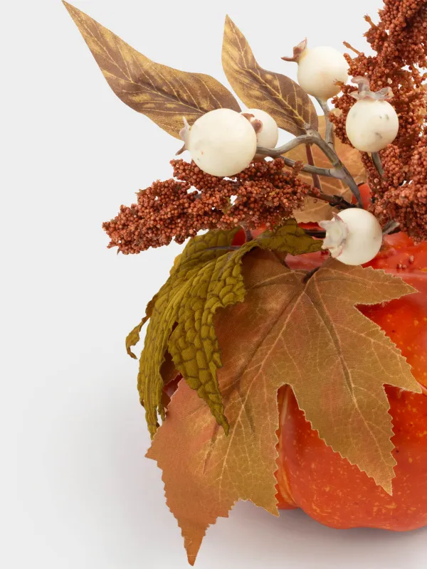 Сәндік композиция, 22 см, көбік/пластик, Асқабақтағы гүл шоғы, Forest symphony decor, image-6