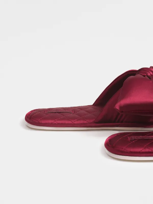 Әйелдер тәпішкелері, үйге арналған, өлшемі 36-37, сәтен, қою қызыл, Бантик, Bow tape, image-6