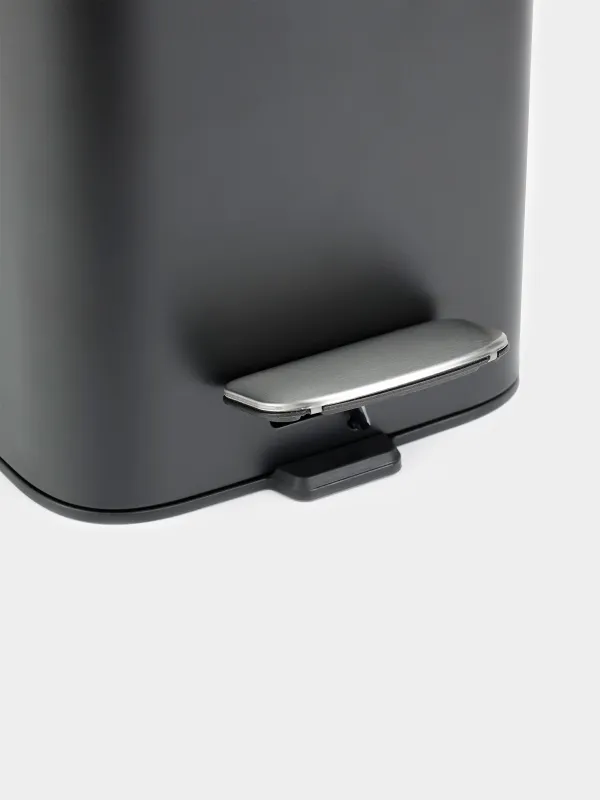 Қоқыс салғыш, 3 л, педальмен, металл, шаршы, қара, Total black, image-5