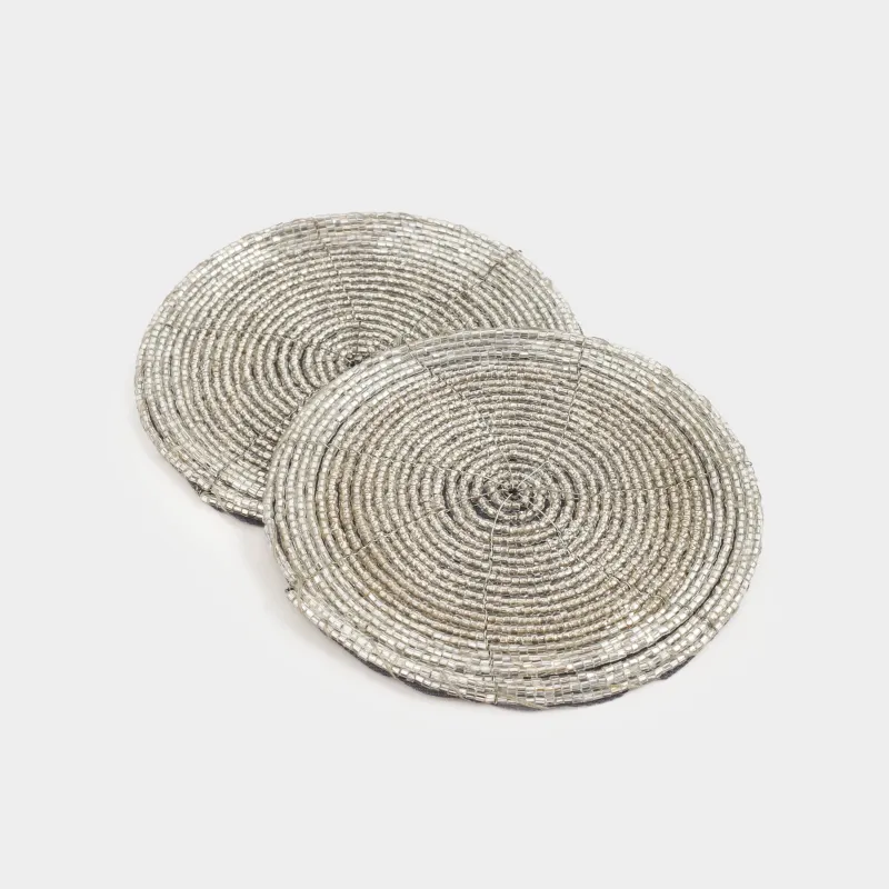 Шыныаяқ асты түпқойма, 10 см, 2 дана, бисер, дөңгелек, күміс, Shiny beads, image-3