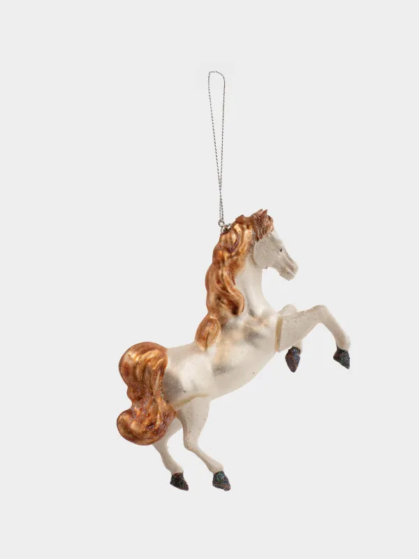 Шырша ойыншығы, 12х10 см, шыны, жылтырақтары бар, қоңыр, Жылқы, Figure horse, image-1