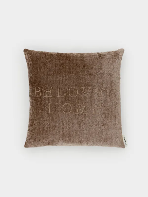 Сәндік жастық, 45х45 см, шенилл/барқыт, қоңыр, Beloved home, Chenill, image-0