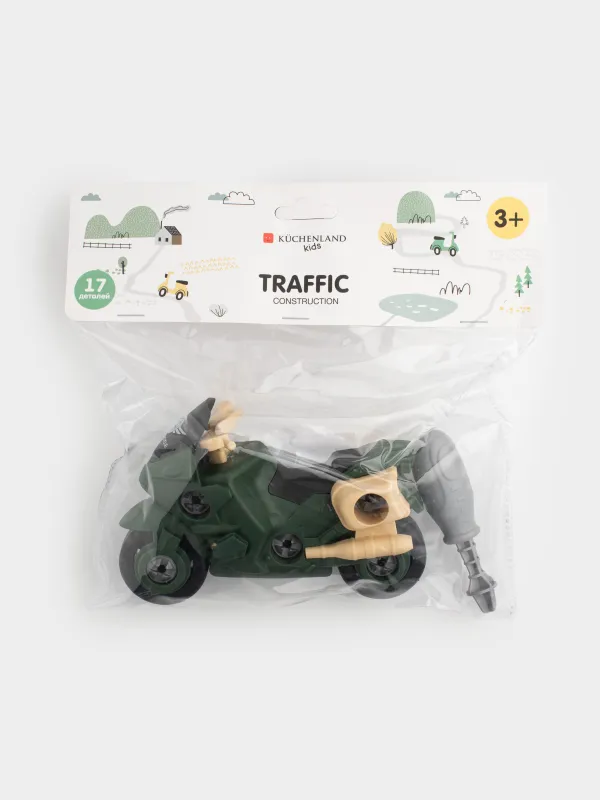 Конструктор, 10х15 см, бұрауышпен, пластик, жасыл, Мотоцикл, Traffic, image-4