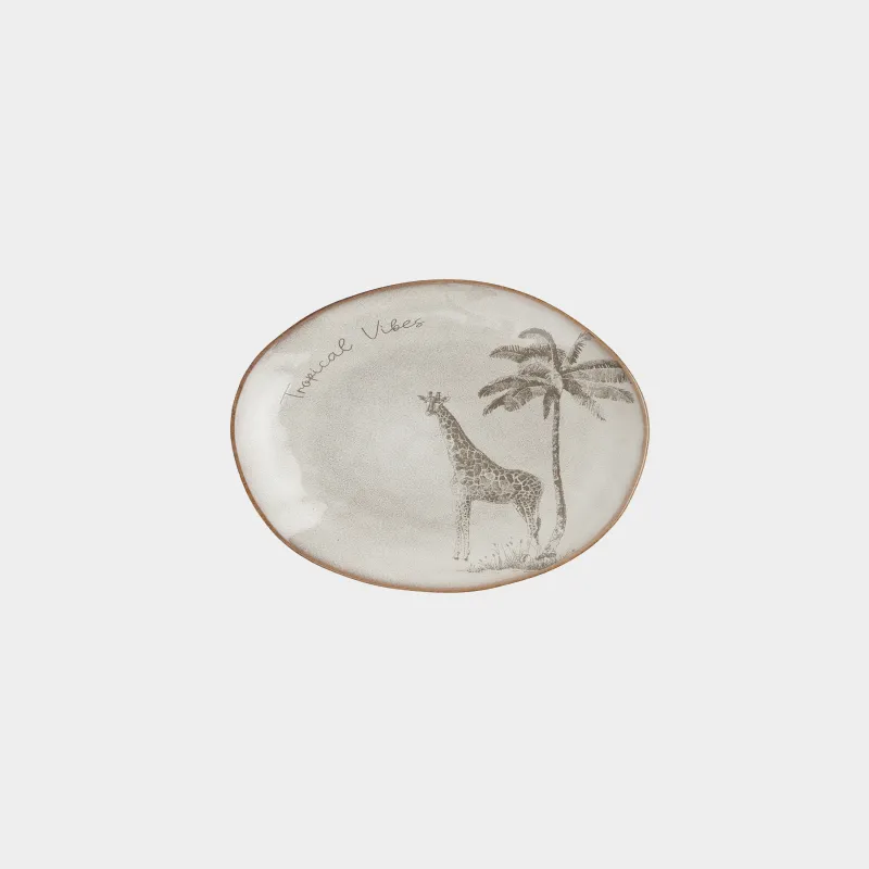 Тарелка закусочная, 22 см, Жираф и пальма, Tropical vibes, image-1