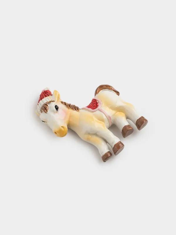 Магнит, 9 см, полирезин, молочно-красный, Пони в колпаке, Horse christmas, image-1