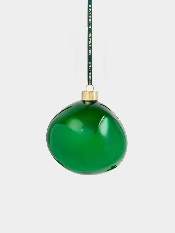 Шырша ойыншығы, 10 см, шыны, жасыл, Абстрактты шар, Abstract figure, image-0