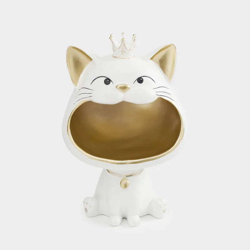 Кәмпит ыдысы, 27х17 см, полирезин, сарғылт-қоңыр, Тәждегі мысық, Cat