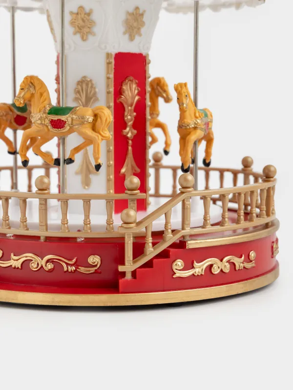 Статуэтка музыкальная, 23 см, с подсветкой, пластик, бело-золотистая, Карусель, Golden style, image-2
