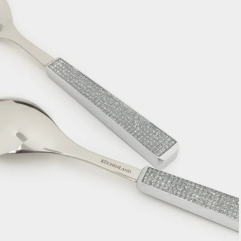 Салат сервировкасына арналған құрылғылар, 26 см, 2 зат, қасық/шанышқы, болат, Winter antarctica, image-4