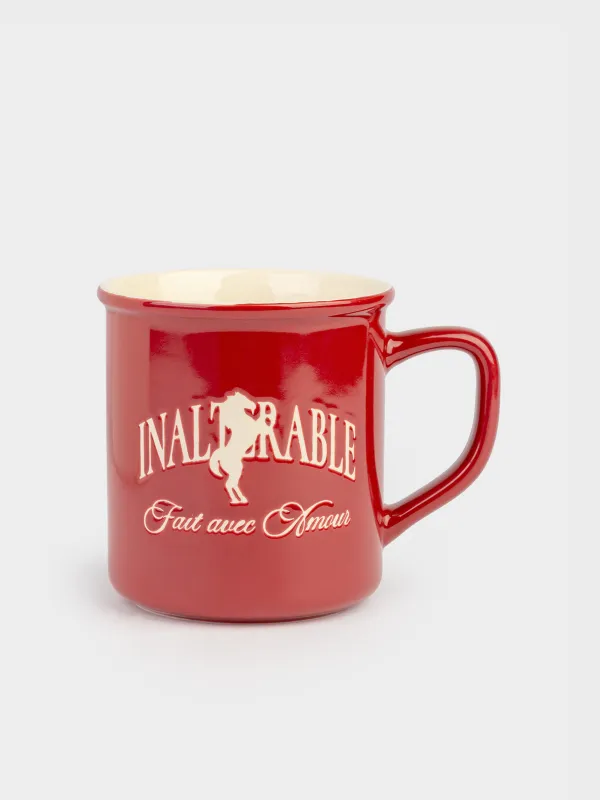 Саптыаяқ, 430 мл, фарфор N, қою қызыл және сүт түстес, Жылқы, Great horse, image-0