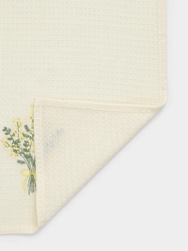 Полотенце кухонное, 40х60 см, хлопок, бежевое, Мимоза, Waffle flower, image-2