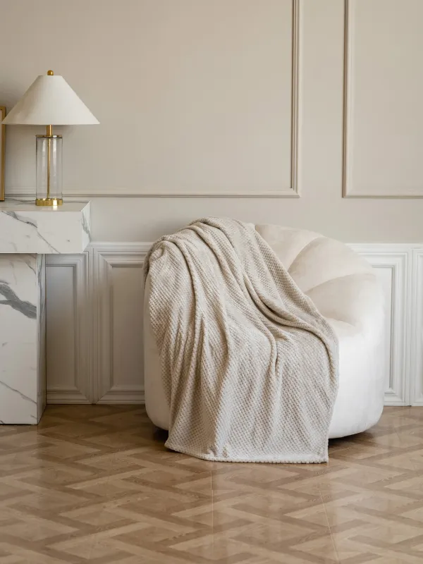 Плед, 140х190 см, фланель, бежевый, Решетка, Flannel, image-5