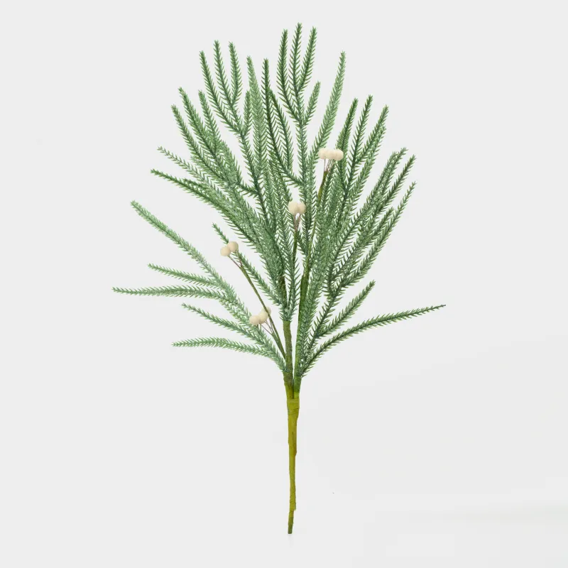 Сәндік бұтақ, 48 см, пластик/пенопласт, ақ жидектері бар шырша, White berry, image-2