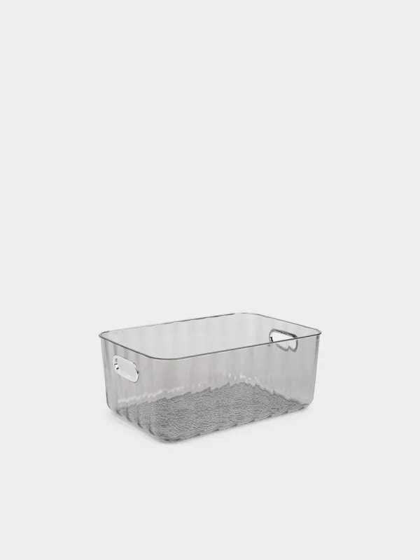 Ящик-органайзер, 30х21х13 см, с ручками, пластик, серый, Renaissance clear, image-0