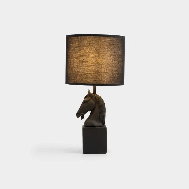 Үстел шамы, 44 см, полирезин/полиэстер, қара, Жылқы, Horse black