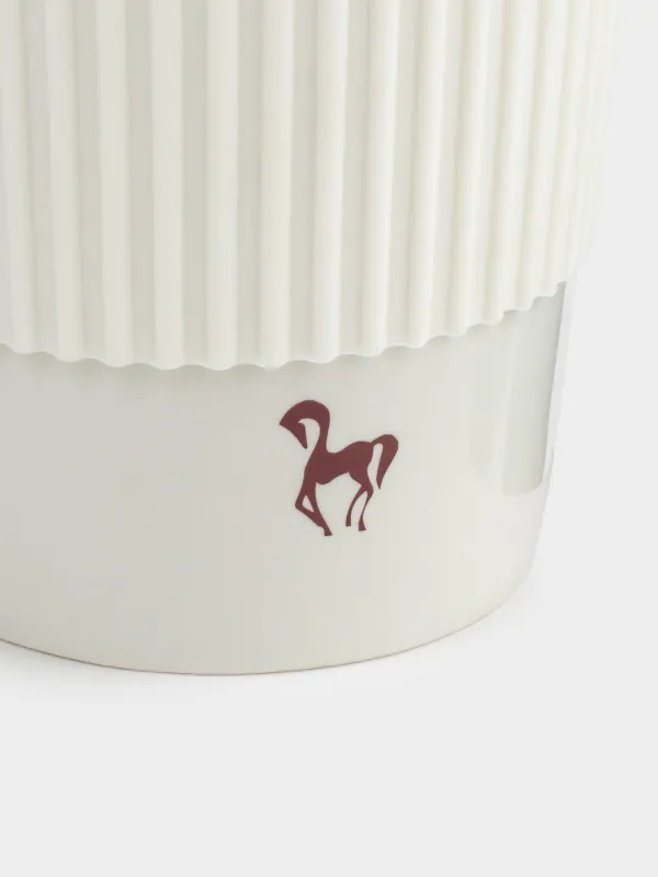 Стакан, 15 см, 430 мл, с крышкой и зарфом, фарфор N/силикон, молочно-бордовый, Magic moments, image-4