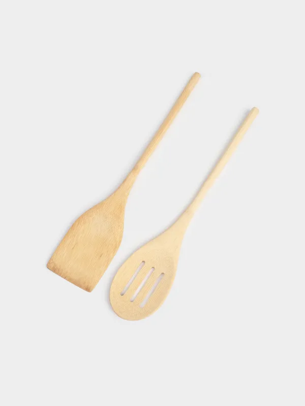 Набор кухонных принадлежностей, 2 пр, лопатка/шумовка, бамбук, Bamboo, image-1