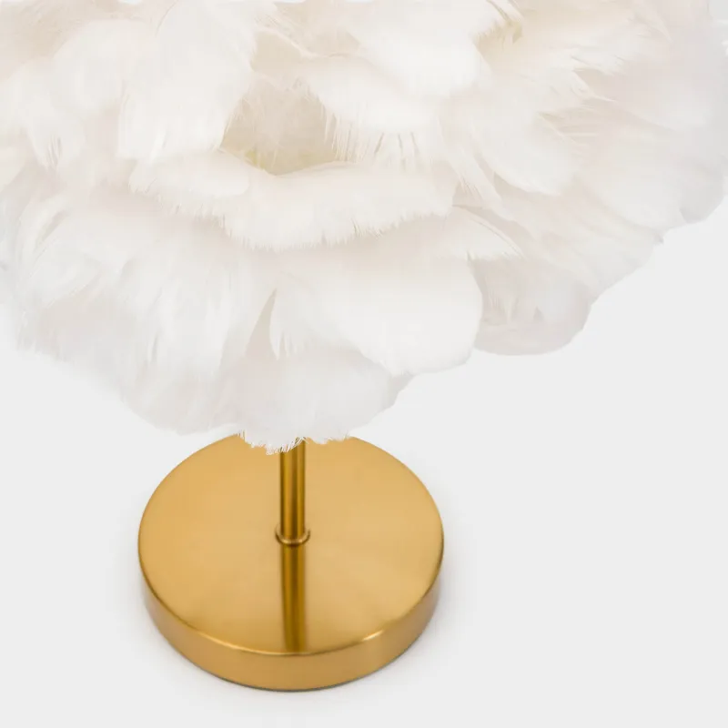 Үстел шамы, 42 см, металл/қауырсын, ақ және алтын, Fantastic gold, image-2