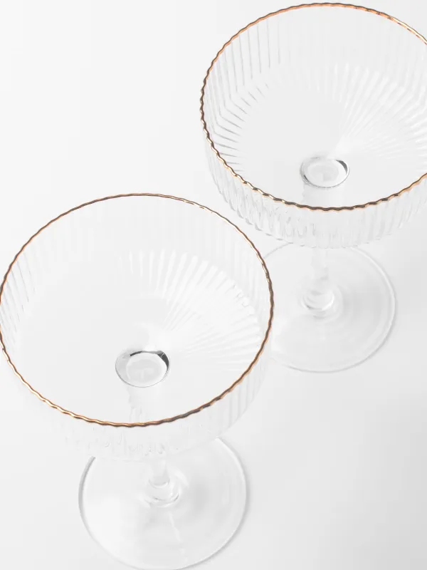 Шампан стакан, 200 мл, 2 дана, шыны Р, алтын жиегі бар, Ribby R Gold, image-3