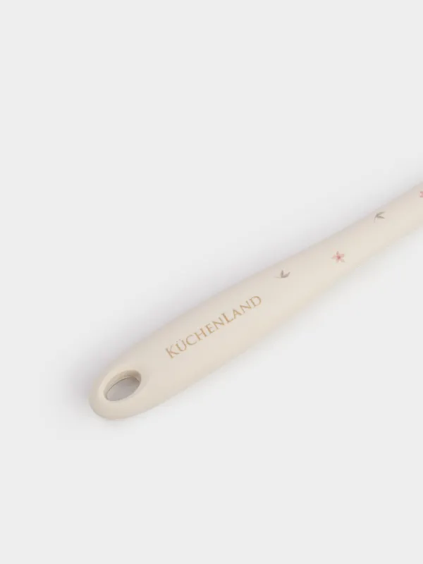 Лопатка-шпатель, 28 см, силикон, молочная, Нежные цветы, El floria, image-3