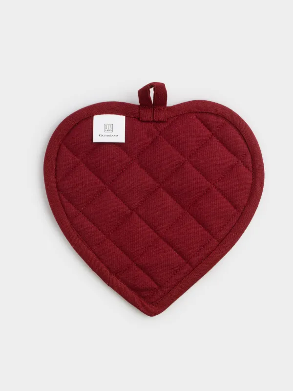 Прихватка, 20х20 см, хлопок, молочная, Сердце в клетку, Hazel heart, image-4