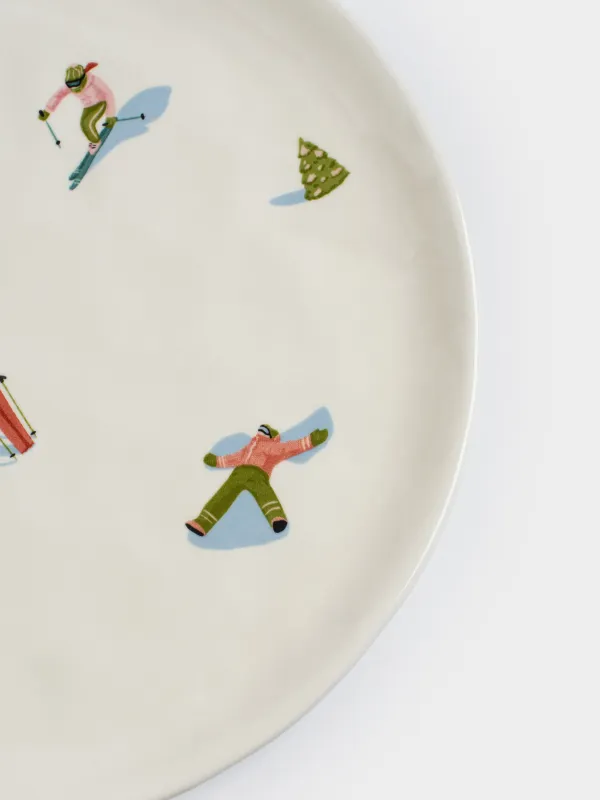 Ыдыс, 24 см, керамика, ақ, Шаңғышылар, Skiers, image-2