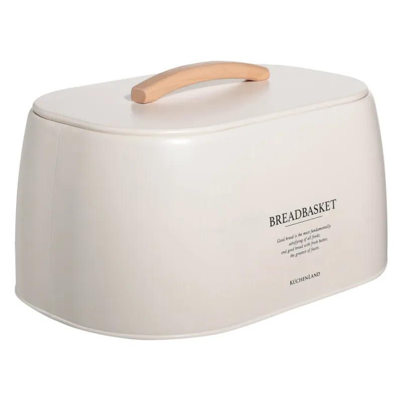 Нан қорабы, 33х23х18 см, металл/ағаш, сопақ, сүт түстес, Course, image-1