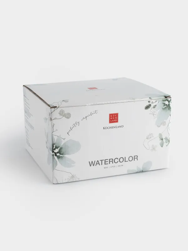 Саптыаяқ, 420 мл, 4 дана, фарфор N, Сұр гүлдер, Watercolor, image-7