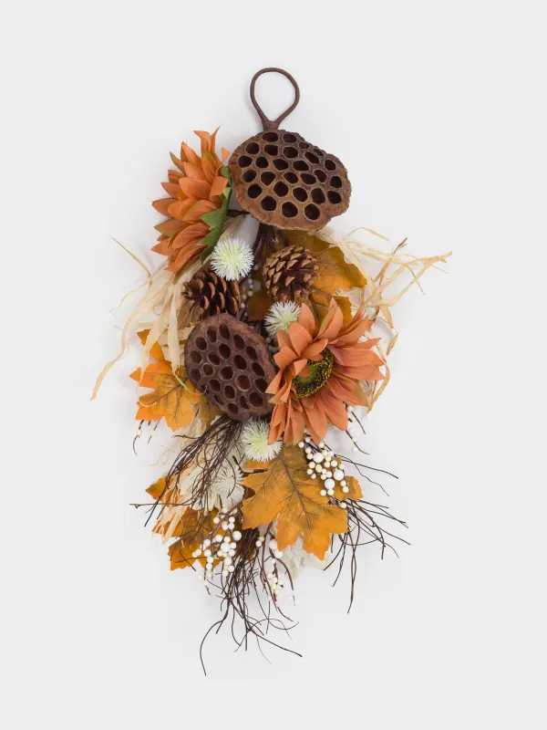 Сәндік композиция, 56 см, көбік/пластик, Күнбағыс пен лотос, Nelumbo decor, image-0