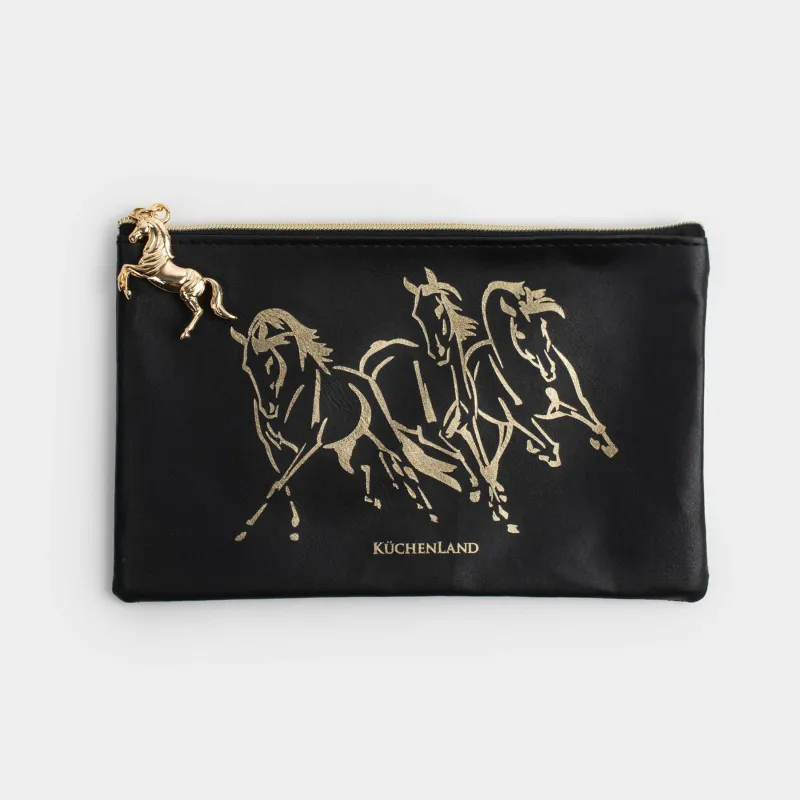 Қаламсауыт , 20х12 см, аспасы бар, полиуретан, қара, Жылқылар, Stationery horse