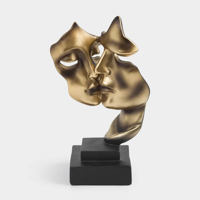 Статуэтка, 27 см, полирезин, золотисто-черная, Поцелуй, Baise