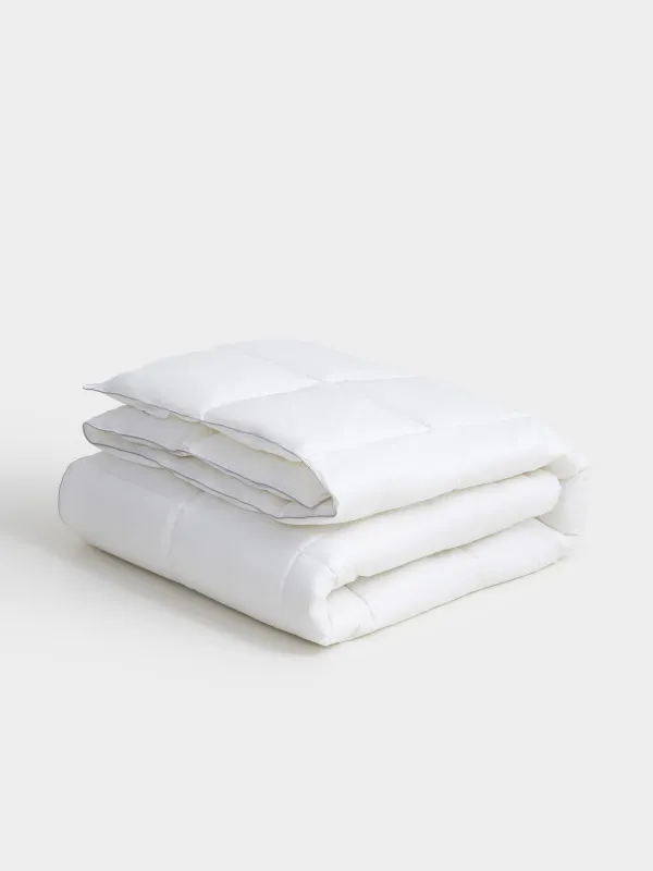 Көрпе, 200х220 см, мақта/микрофибра, ақ, күміс жиектері бар, Soft cotton, image-0