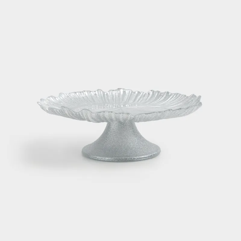 Блюдо на ножке, 21х8 см, стекло Р, серебристое, Verge