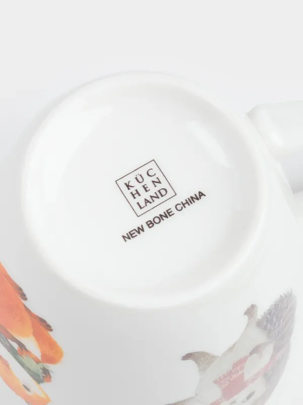 Саптыаяқ, 320 мл, фарфор N, ақ, Жануарлар мен жапырақтар, Forest animals, image-3