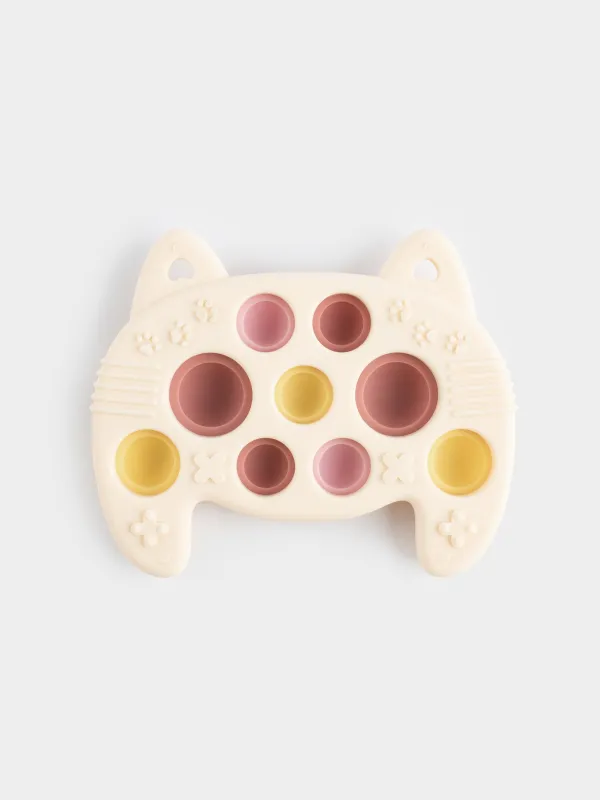 Дамытушы ойыншық, 10х8 см, пластик/силикон, сарғылт-қоңыр, Мысық-ойын пульті, Pop-it, image-1