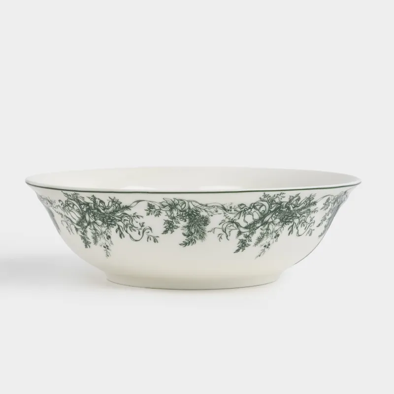 Салатник, 23х7 см, 1,2 л, фарфор N, бело-зеленый, Зимний букет, Winter lace