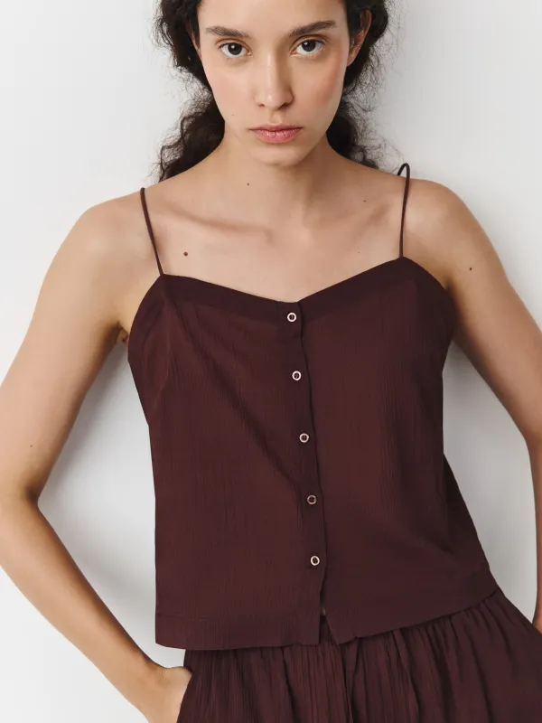 Әйелдер блузасы, өлшемі L, белдіктері бар, түймелері бар, муслин К, қоңыр, Fermina, image-0