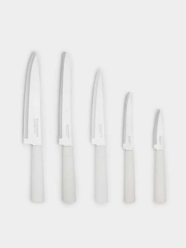 Набор ножей, 5 пр, в подставке, сталь/пластик, молочный, Course, image-4